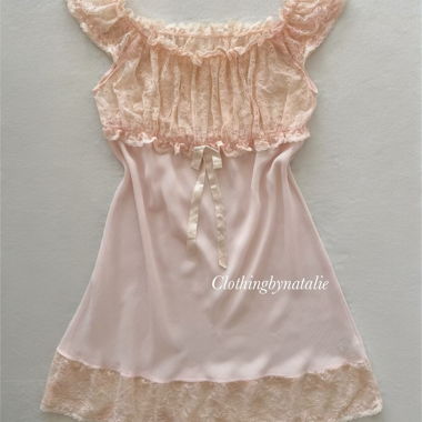 Abito Babydoll in Pizzo Rosa taglia S