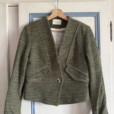 Giacca tweed corta Sandro verde taglia 36