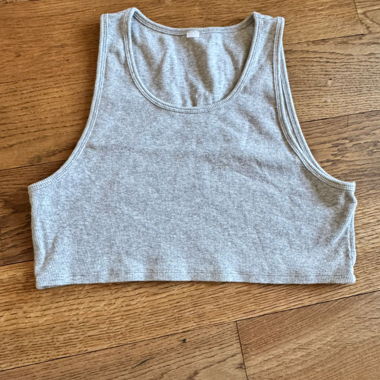 alo ribbed Crop Top grau