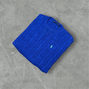Pull torsadé Ralph Lauren bleu