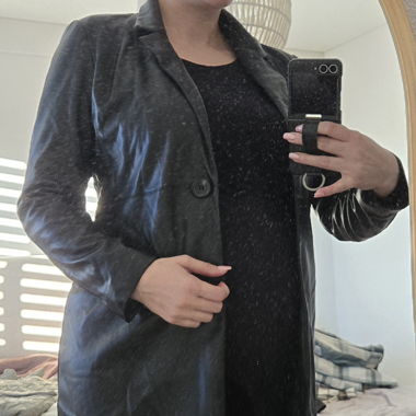 Blazer long en similicuir 