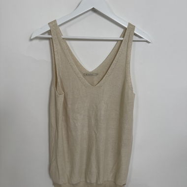 Débardeur ample beige à encolure en V
