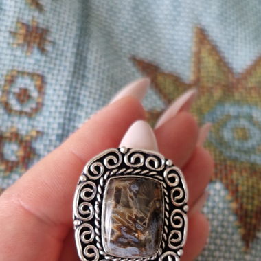 Bague avec agate turque naturelle