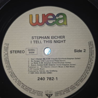 Stephan Eicher – LP 1985 – Vinile solo (senza copertina)