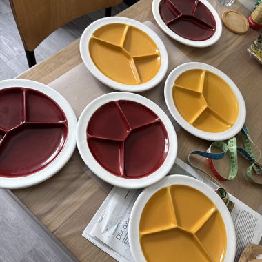 Chinesische Fondue-Teller Vintage, 6-teilig