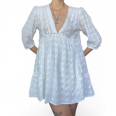 White embroidered mini dress