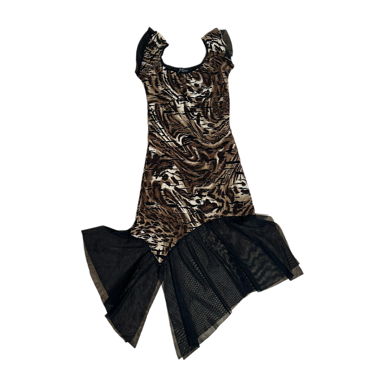 Animal print dress with mesh overlay 