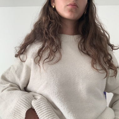white knit sweater