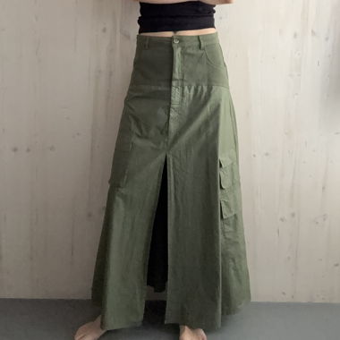 Jupe cargo longue kaki