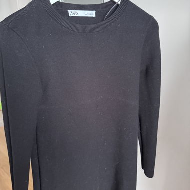 Mini black dress Zara, round neck, size EUR S