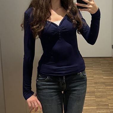 Top style Y2K Elena Gilbert bleu marine