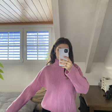 Pull en maille zébré rose