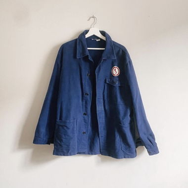 French vintage blue workwear jacket / overshirt