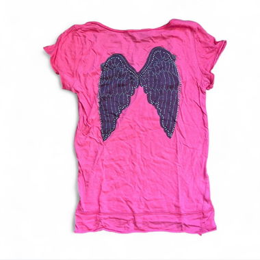 Hippie Coral Angel Wing Strass-T-Shirt (XS)