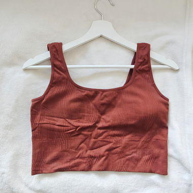 Sport Top, braun, elastisch, mit Brustpads