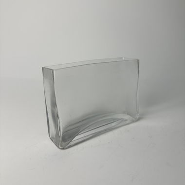 Kleiner rechteckiger Vase aus klarem Glas