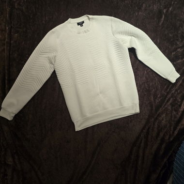 Smog weisser Struktur-Pullover Slim Fit M