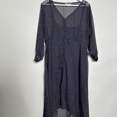 Cream navy patterned dress