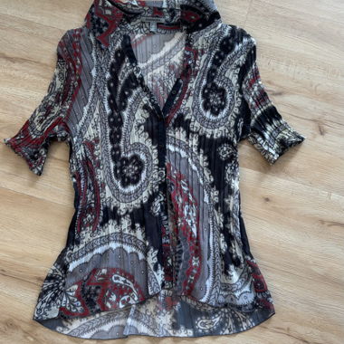 Blusa Bandolera a fantasia trasparente