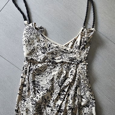 Patterned top with braided sleeves