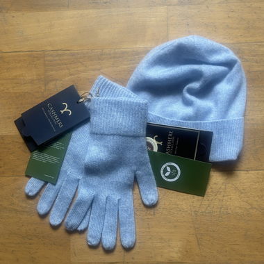 Kaschmir/Merinowolle Beanie- und Handschuh-Set