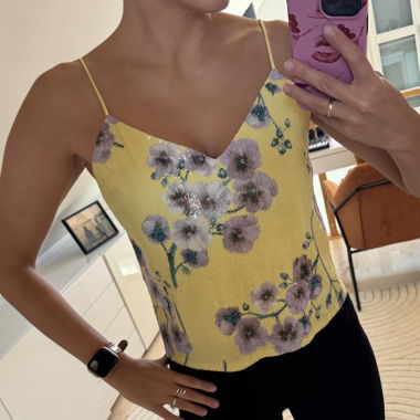 Yellow sequin top