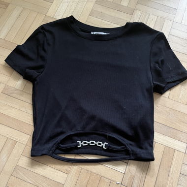 Schwarzer gerippter Crop-Top