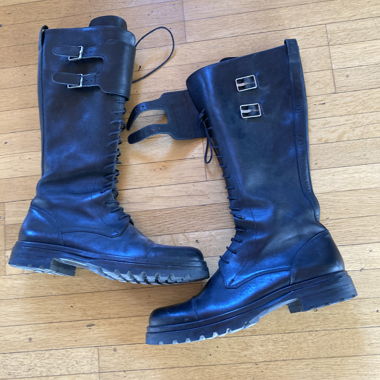 Stivali stringati in pelle nera tg. 39.5