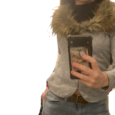 Grey jacket with faux fur details