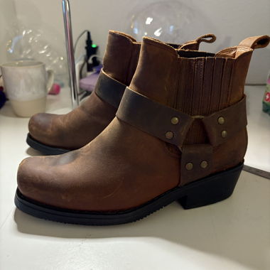 Bottes biker en cuir véritable
