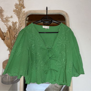Fabienne Chapot - Blouse brodée verte Gr. 36