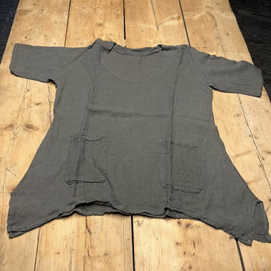 Camicia in lino verde-grigio