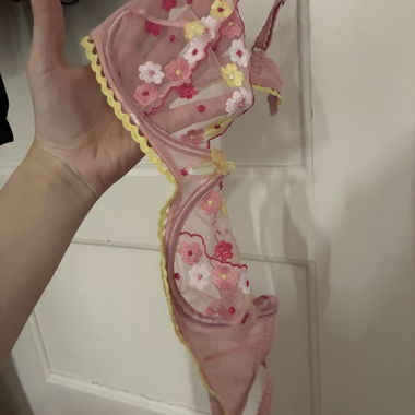 Reggiseno Lounge in mesh floreale rosa