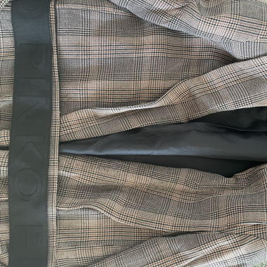 brown checked blazer