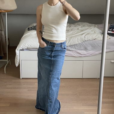 long denim skirt