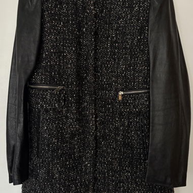 ZARA WOMAN tweed style and leather coat, size M