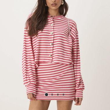 Pink Striped Cardigan