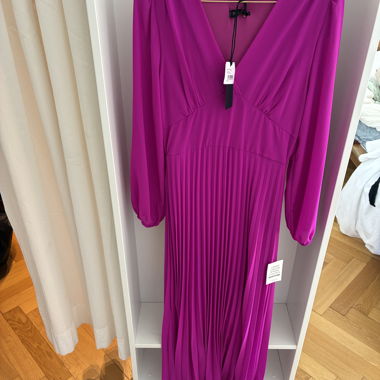 Abito midi plissettato rosa fucsia - nuovo
