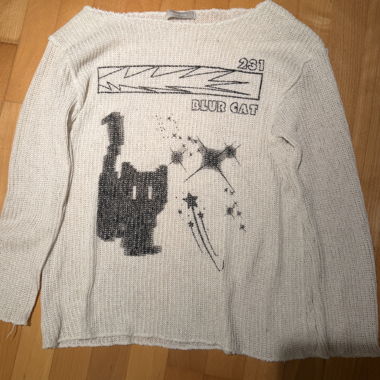 Maglione Purple Gray a maglia con motivo gatto