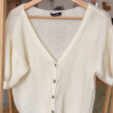 Fluffy Short-Sleeve Cardigan