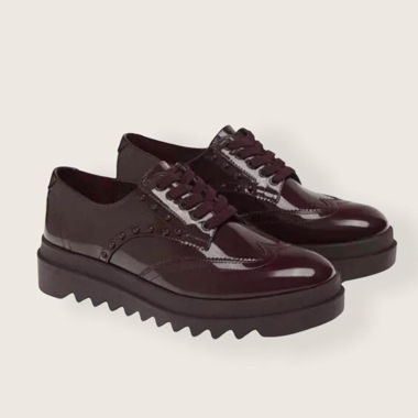 Zara Burgundy Studded Derby Shoes 