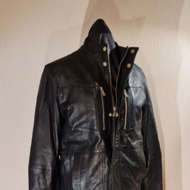 Blouson cuir noir Rochas Paris T. L