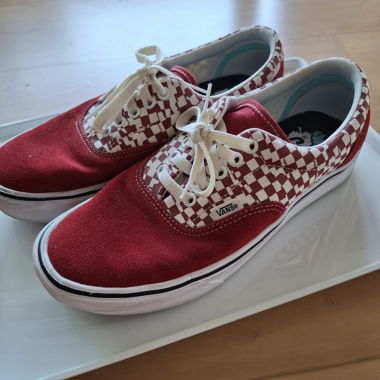 Red Checkered Vans Sneakers