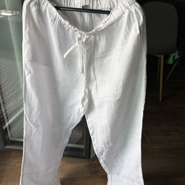 Weisse Leinenhose XL