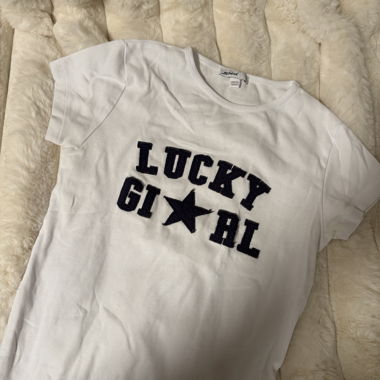 T-shirt blanc « Lucky Girl »