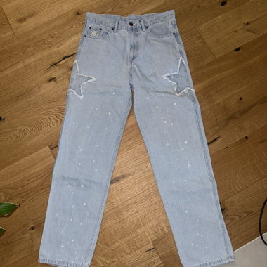 Jeans in denim a quadri 32