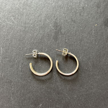 Silver-colored hoop earrings