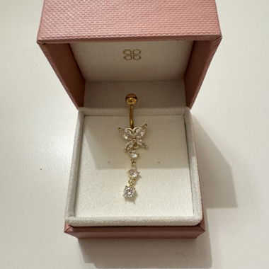 Piercing ombelico dorato con zirconi