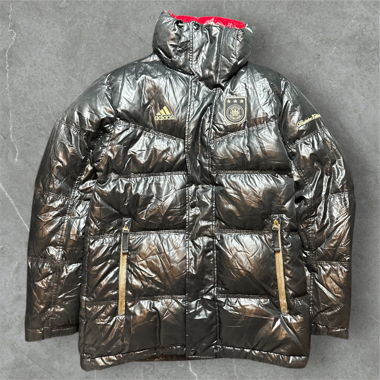black and gold adidas germany puffer jacket