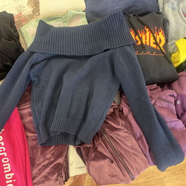 Dark Blue Knit Sweater subdued